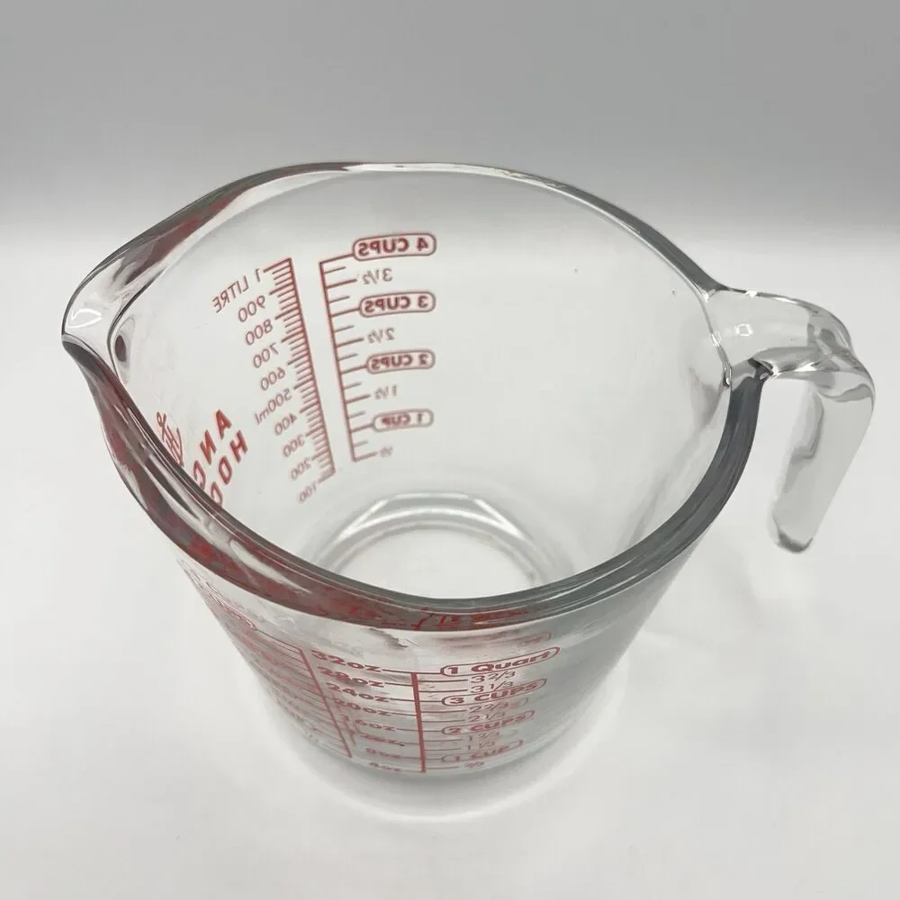 Anchor Hocking 4 Cup Glass Measuring Cup 32oz Red Lettering #8