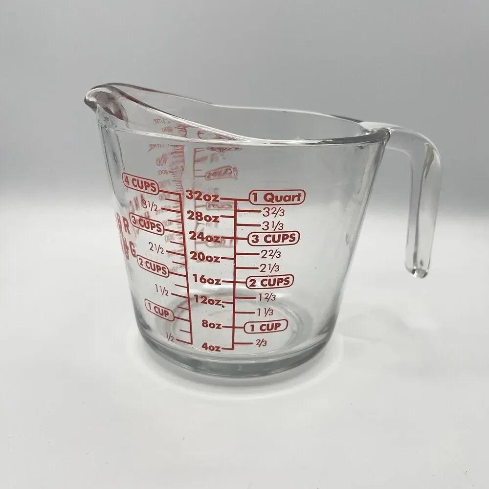 Anchor Hocking 4 Cup Glass Measuring Cup 32oz Red Lettering #8