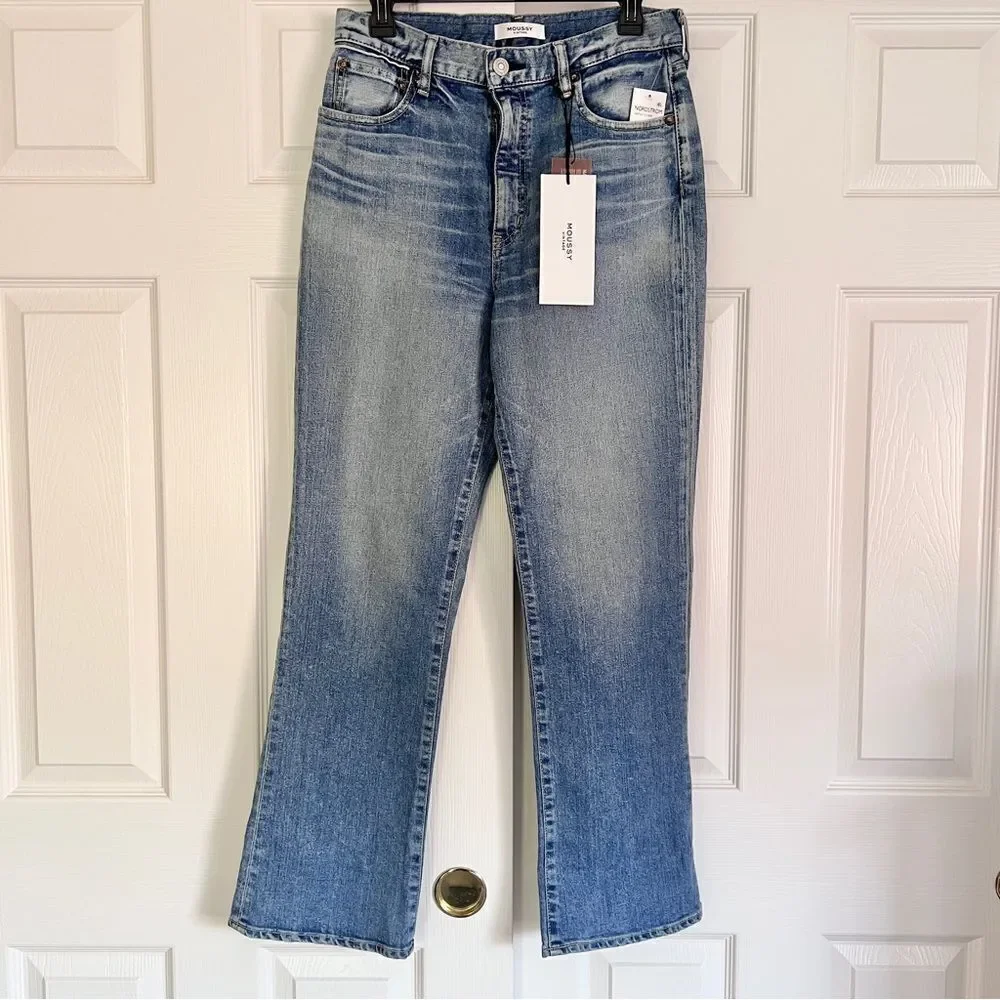 Moussy Vintage Cardino High Waist Flare Leg Jeans Blue US 31 NWT MSRP $350