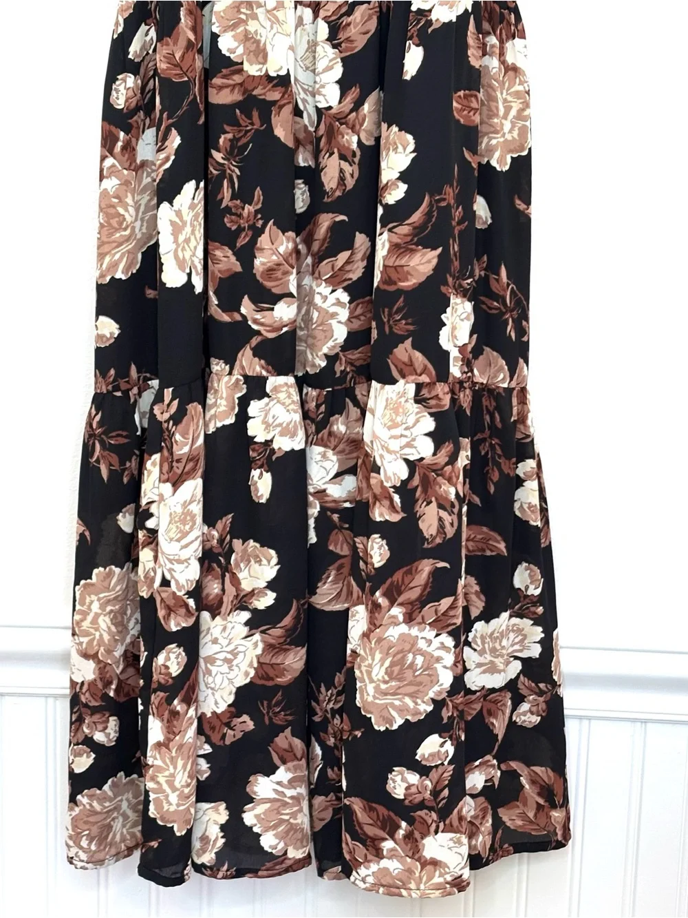 Abercrombie & Fitch Dark Floral Milkmaid Tiered Maxi Dress Cottagecore Small