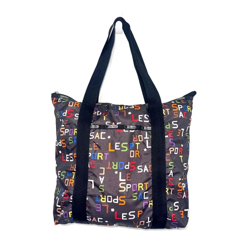LeSportsac Multicolor Large Logo Tote Bag - Black/Rainbow