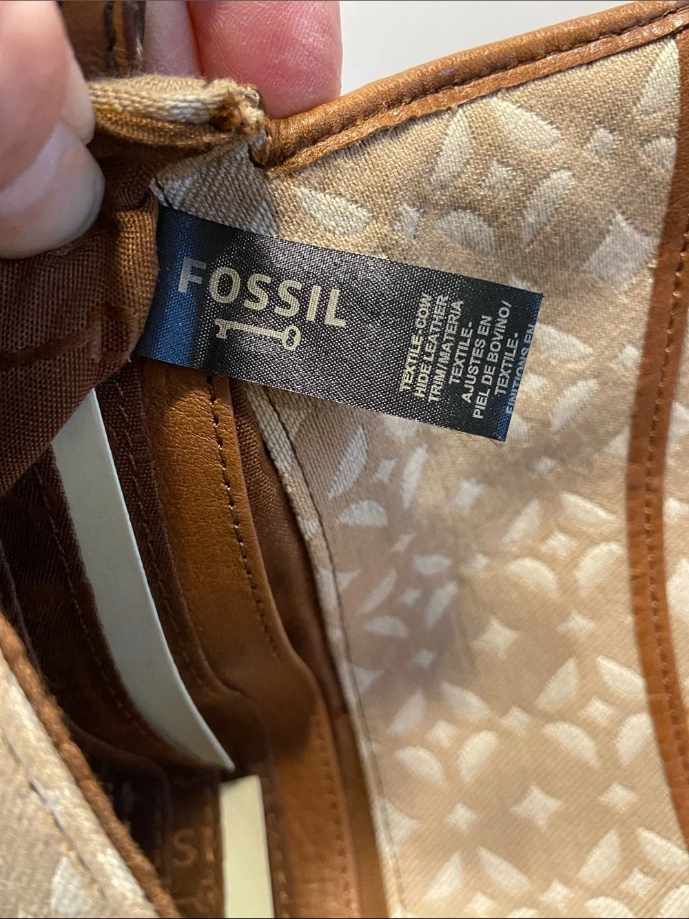 Fossil Marlow Signature wristlet jacquard canvas signature diamond pattern