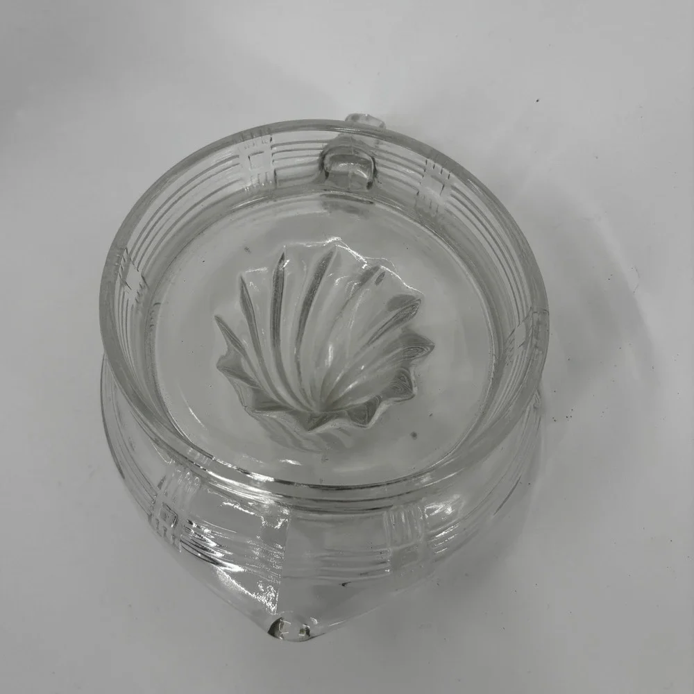 Vintage Clear Glass Citrus Juicer Reamer with Handle and Pour Spout Art Deco