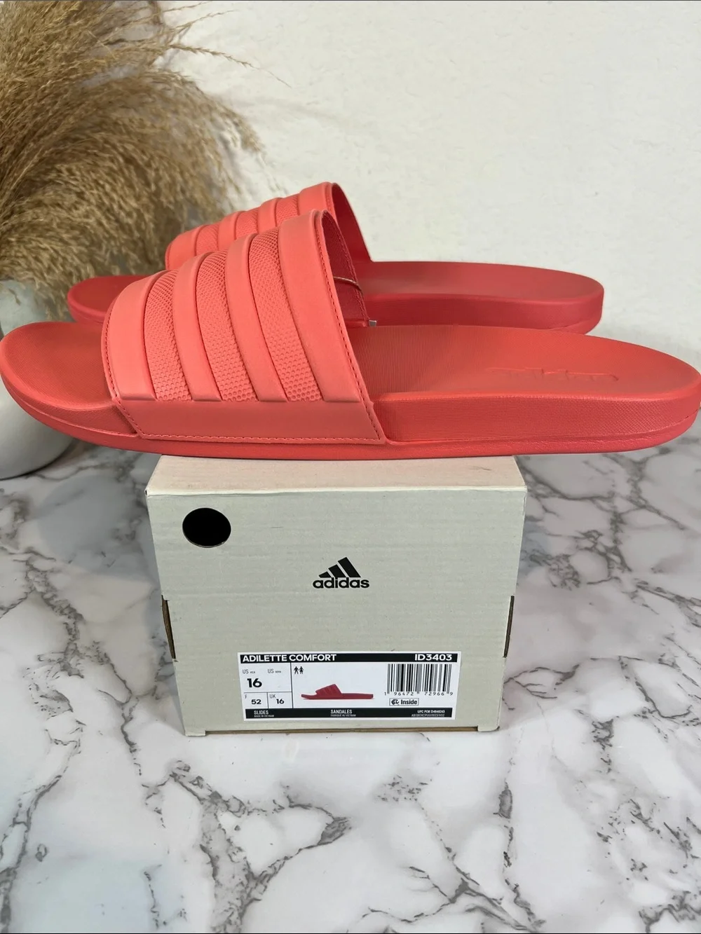 Adidas Adilette Comfort Slides - Adidas Slip-on Sandals  Size 16