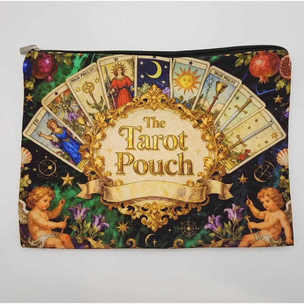 Tarot Pouch Design Makeup Utility Bag Lined Canvas Fabric Zipper Top