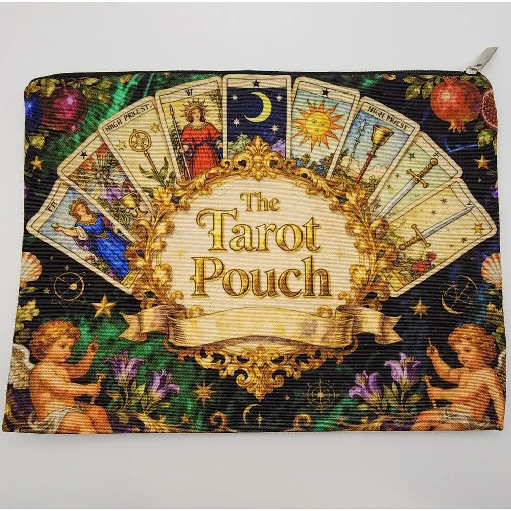 Tarot Pouch Design Makeup Utility Bag Lined Canvas Fabric Zipper Top