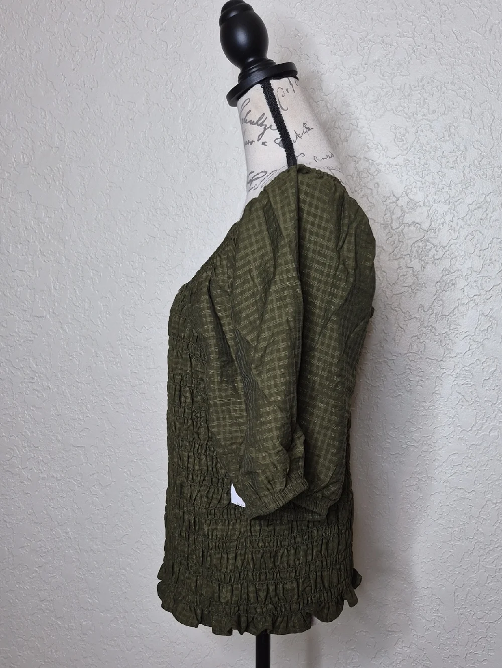 Old Navy Puff Sleeve Top Olive Green Size XL