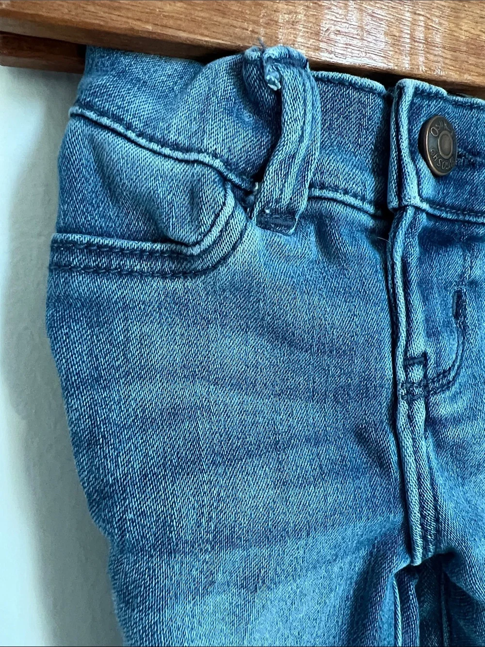 OshKosh B'gosh | Baby Blue Denim Jeans with Gold Bow Hem Detail Size 3 Months