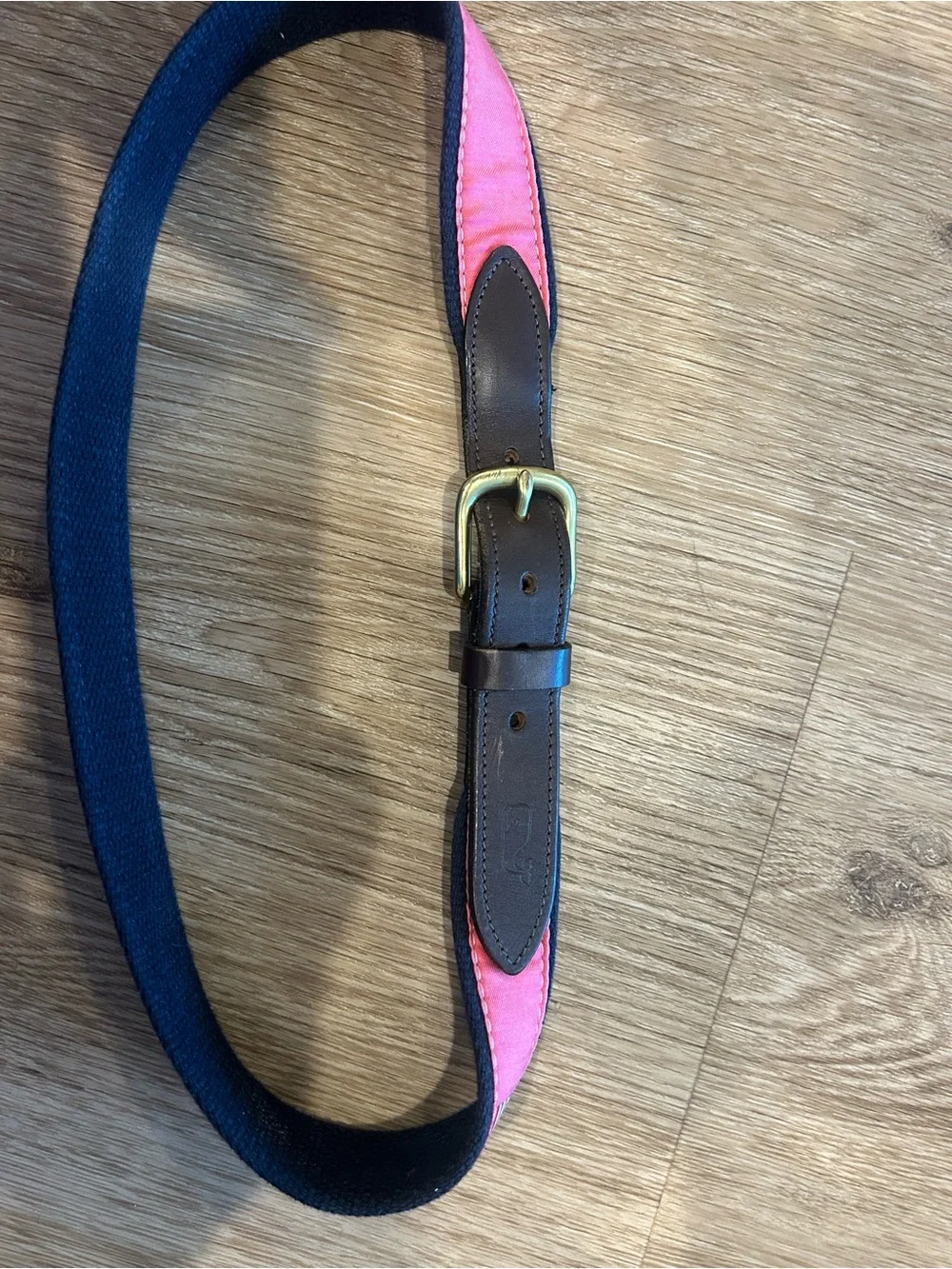 Kids Vineyard Vines Pink Belt with American Flag Embroidery