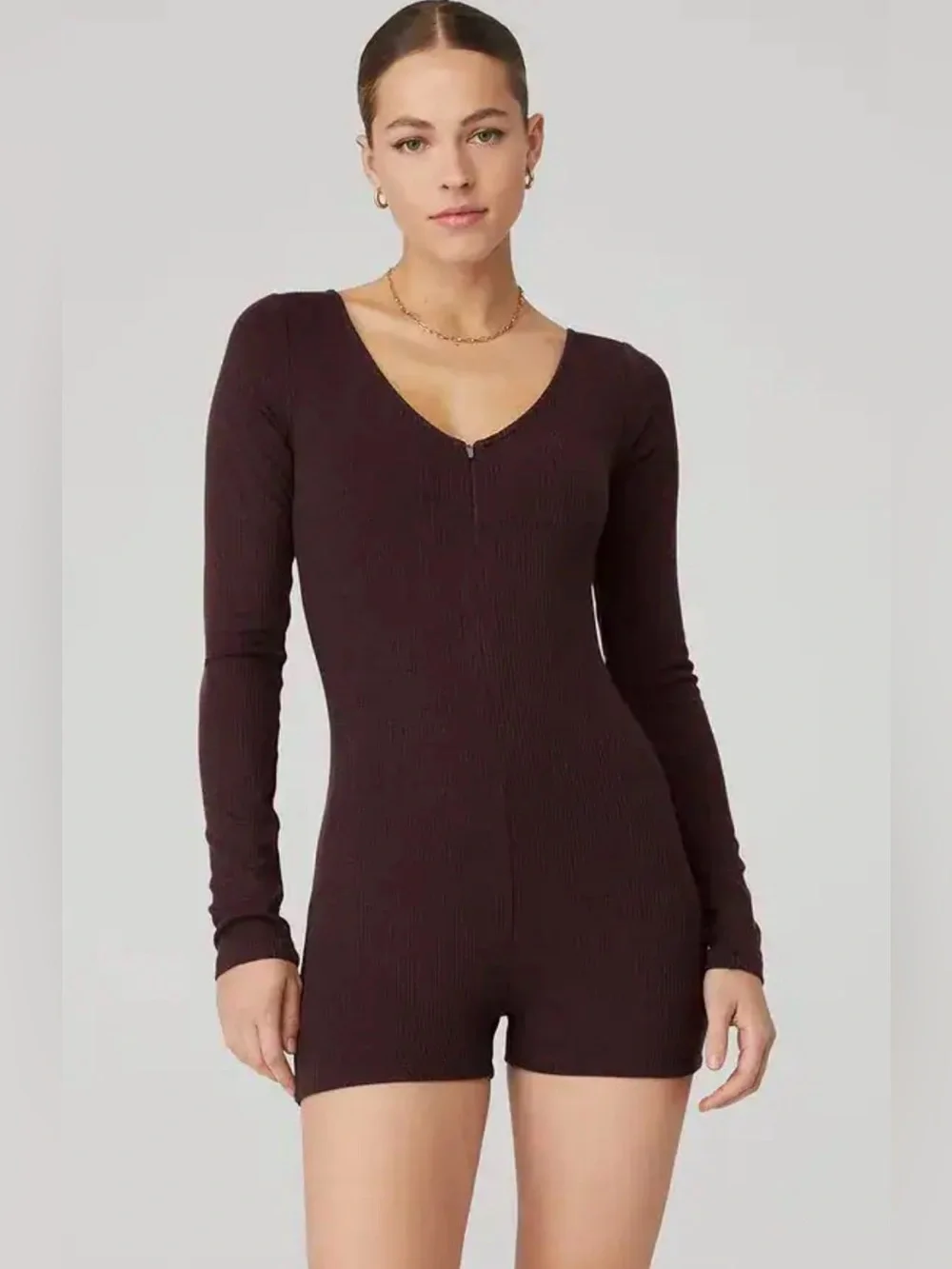 ALO YOGA Keep It Sleek Ribbed Onesie, Brown OR Black NWT