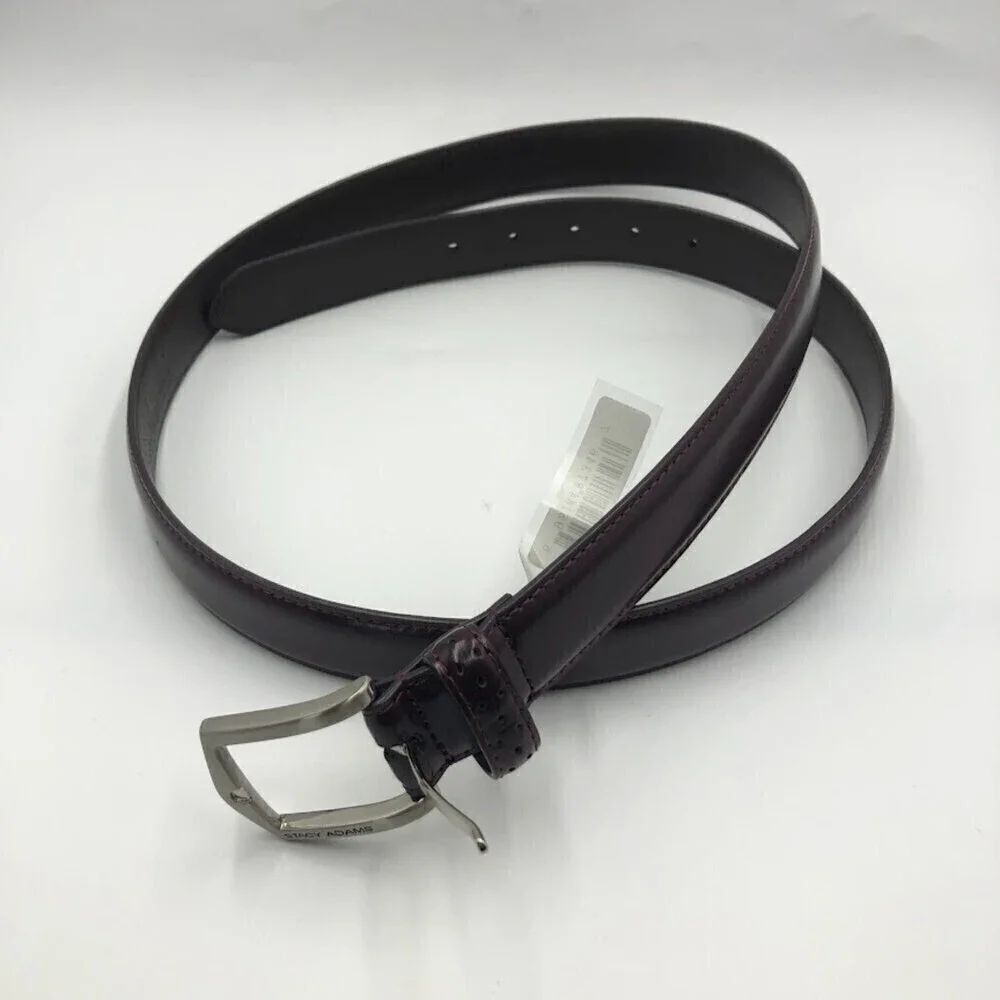 Stacy Adams Men's Burgundy Brown Geniune Leather Belt 46 Inch