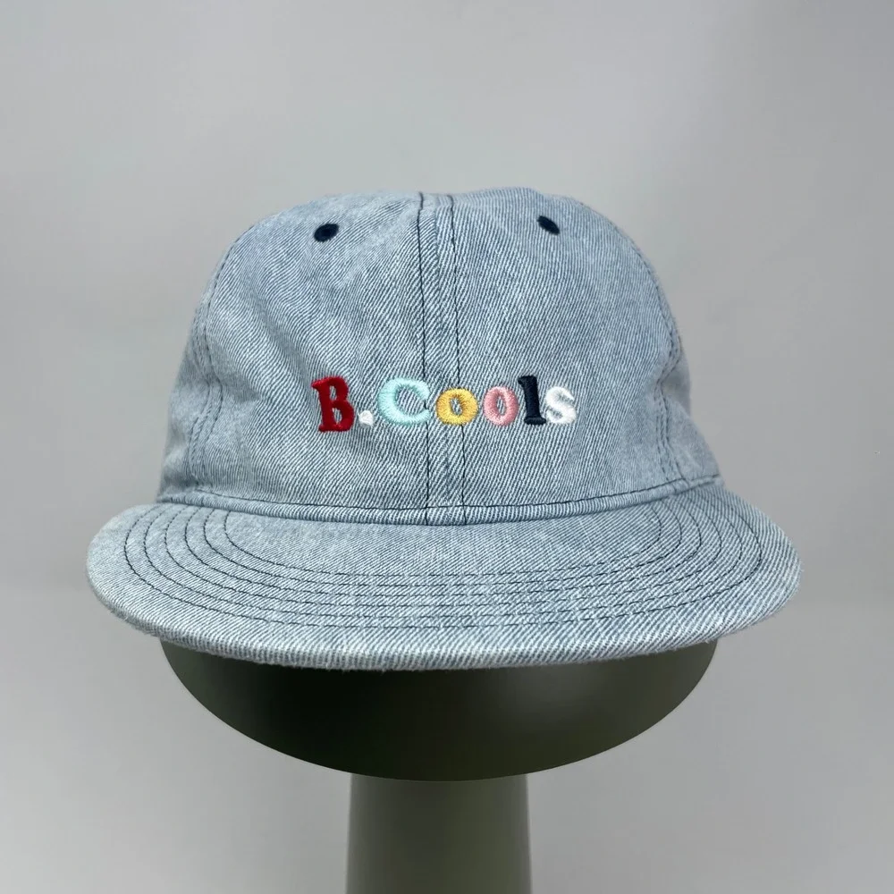 Barney Cools Men Denim Snapback Hat Light Blue Multi Color Logo Surf Skate New
