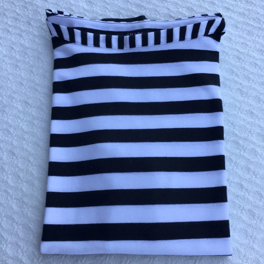 CHAPS NAVY and WHITE STRIPED BOATNECK TEE SHIRT