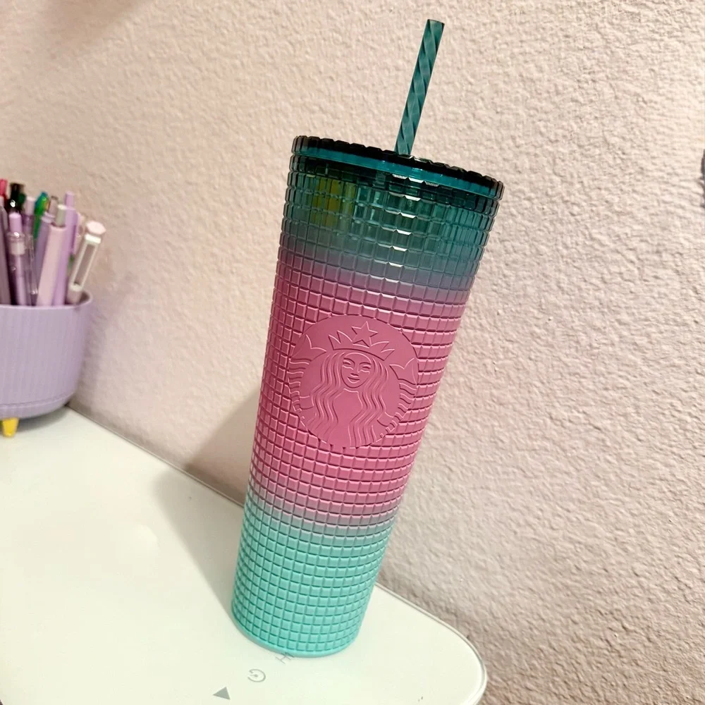 Starbucks Pink and Teal Textured Tumbler (NWOT)