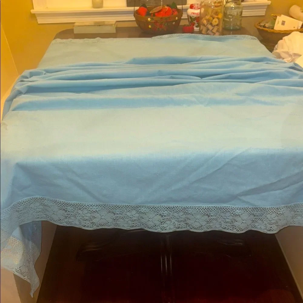 Elegant Blue Lace Tablecloth