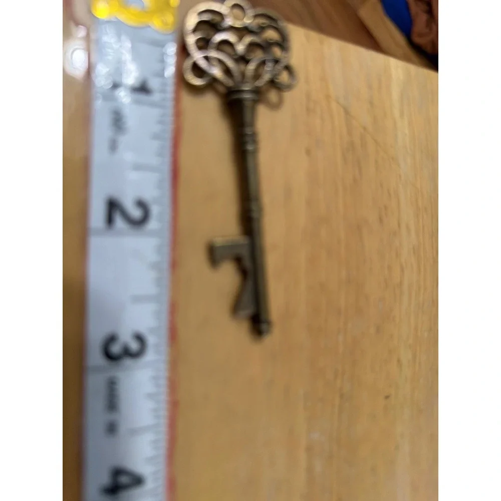 Antique Bronze Tone Skeleton Key Bottle Opener Victorian Filigree Heart Gothic
