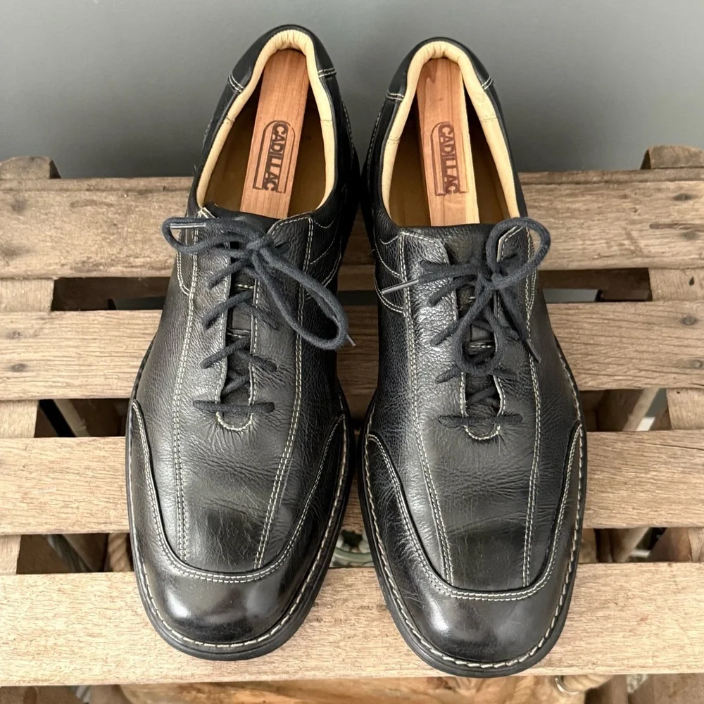 Johnston & Murphy Oxford Shoes Mens‎ 11.5 Black Sheepskin Leather A33