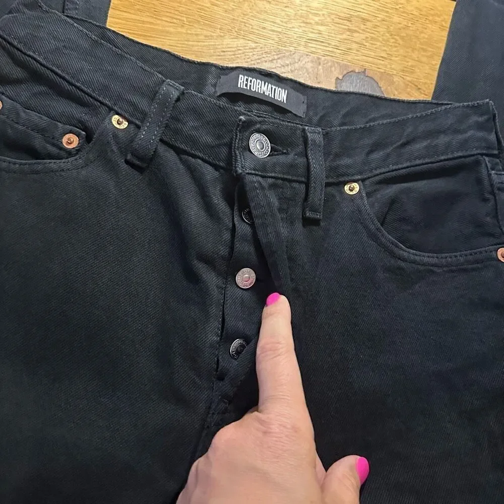 Reformation x Levi’s repurposed jeans button fly black raw hem 26