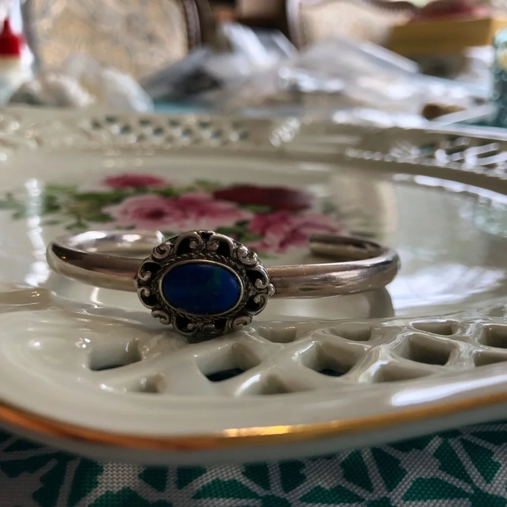 Vintage Sterling Silver‎ Azurite Malachite Cuff