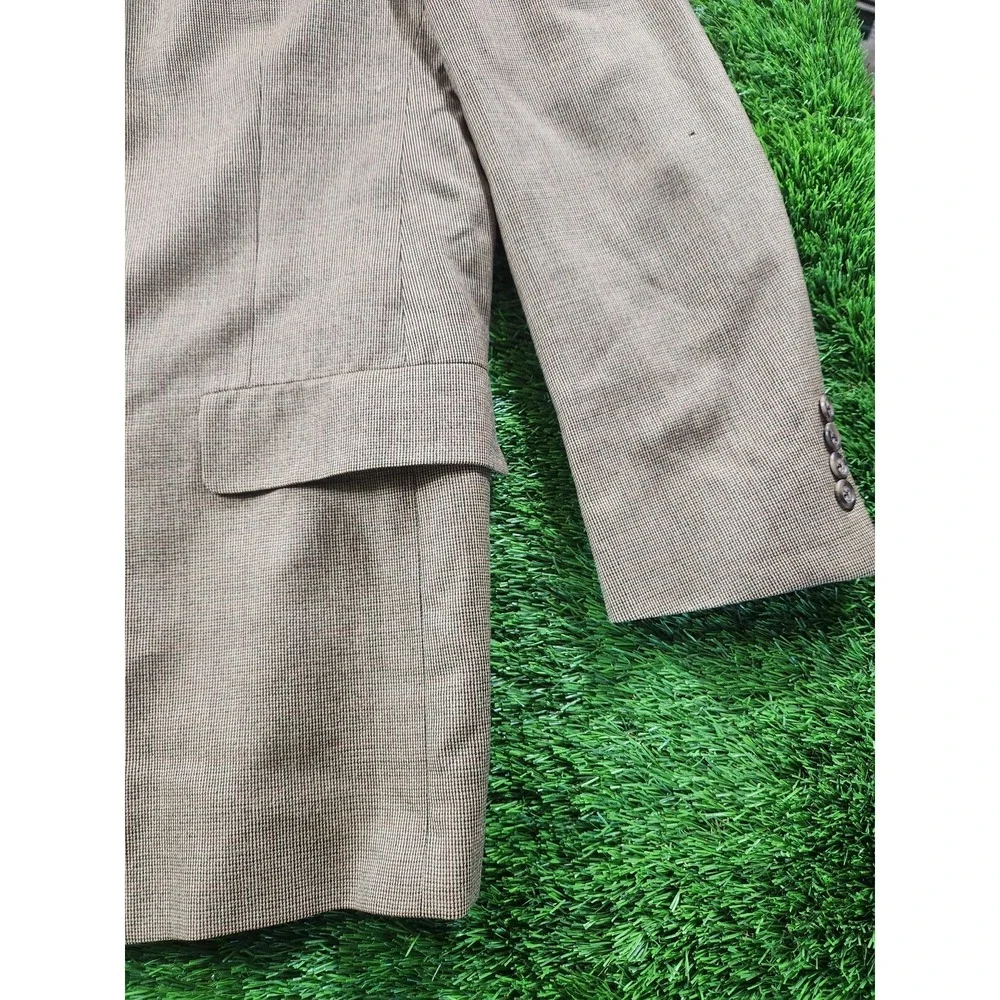 Tommy Hilfiger Sport Coat Mens 42R‎ Brown Wool Three Button Check Blazer Jacket