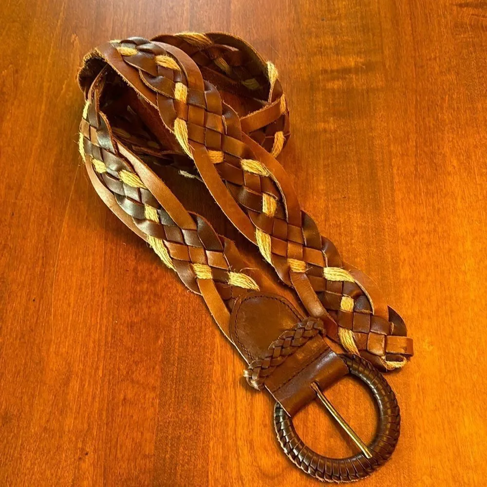 Hollister Braided Leather and Twine Belt - M/L