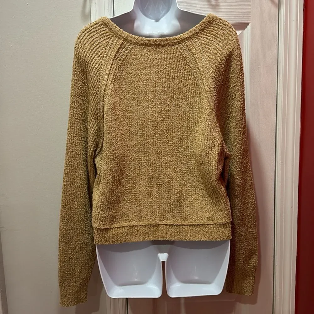Free People High Low V-Neck‎ Cropped Sweater  Cream Size S
