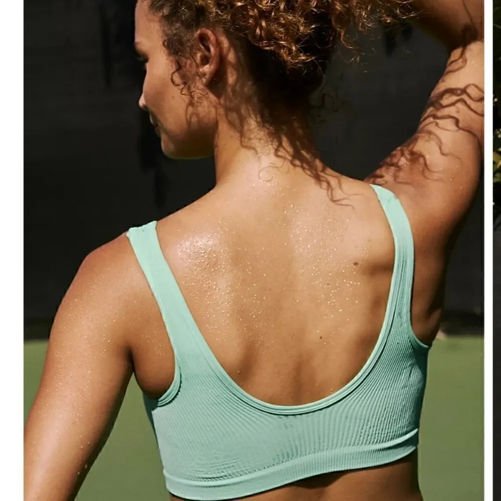 Free People Happiness Runs Scoop Neck Bra XS/S Reflective blue