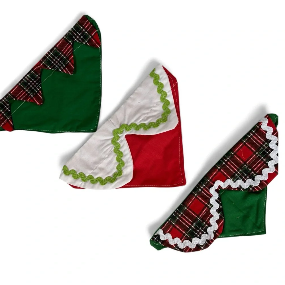 Handmade Christmas Dog Collar Bandanas Set‎ of 3 – Size Small 8