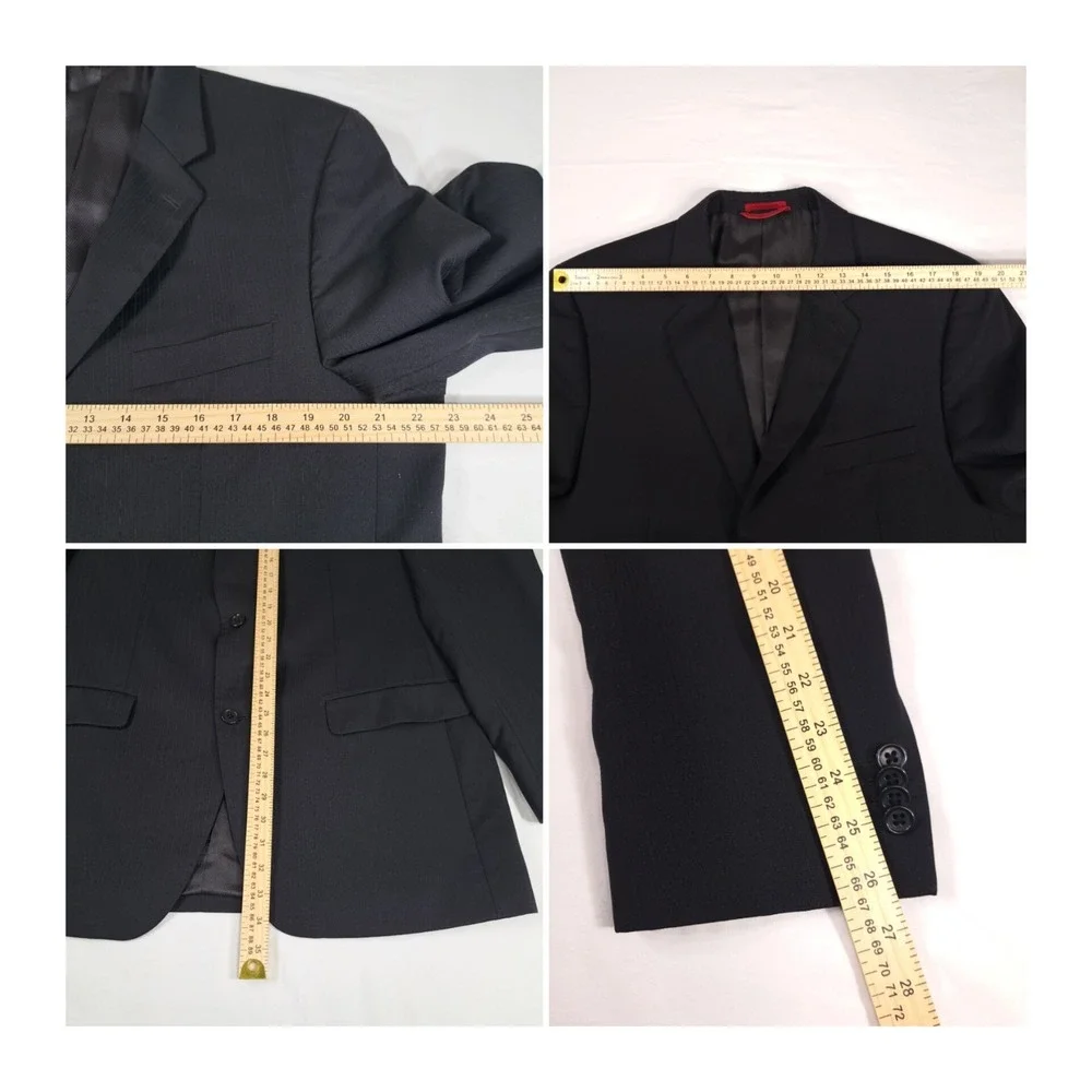 Alfani Men's Two Button Blazer Suit Jacket Black Size 44R 100%‎ Pure New Wool