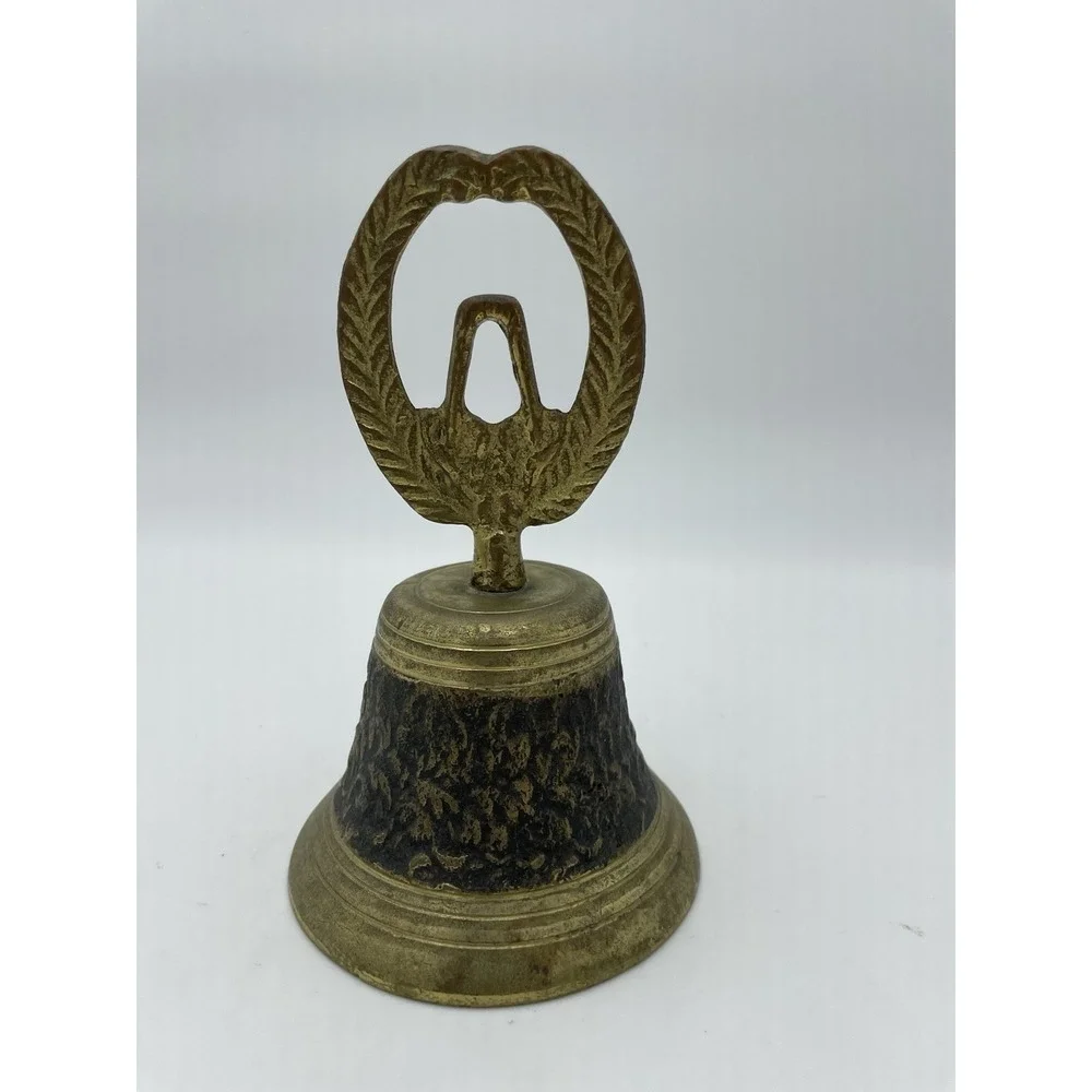Vintage Brass Spanish Colonial Mission Metal‎ Handheld Bell Size Height 6