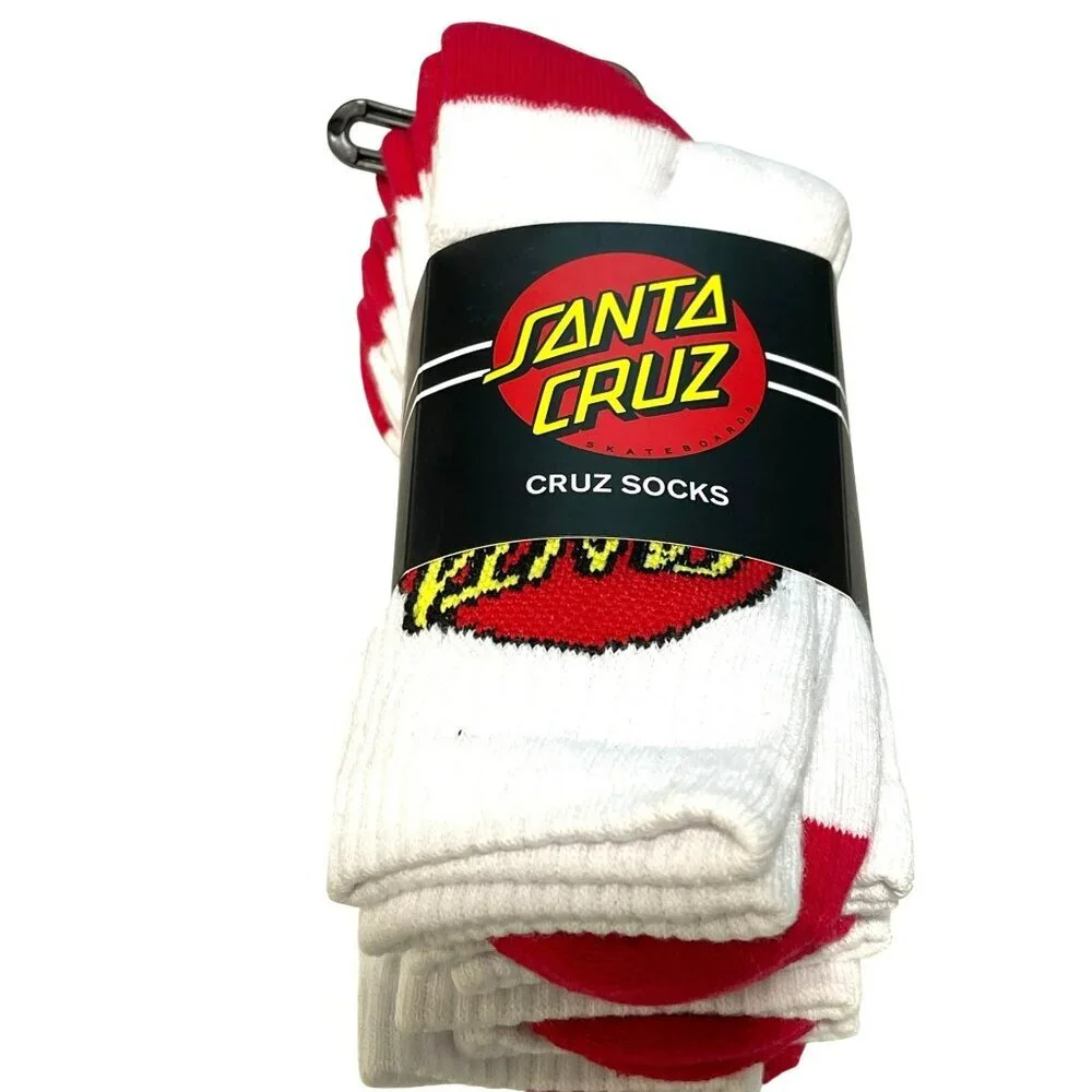 Santa Cruz 4 pack Youth Size 2-8 Socks Cotton Blend Skateboarding Style