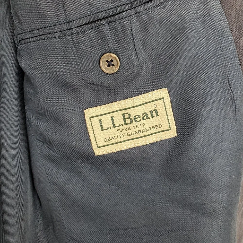 L.L. Bean Navy Blue 2‎ Button Timeless Business Office Blazer Suit Jacket 46 R