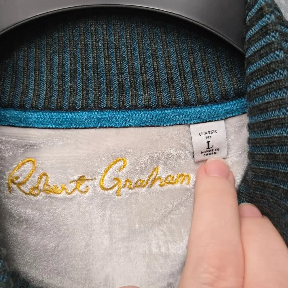Robert Graham Quarter Zip Pullover Sweater Size Large
