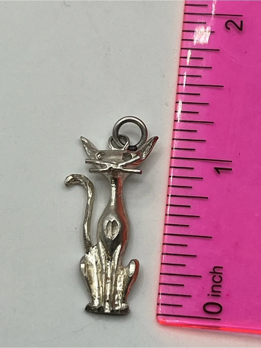 Silver Cat Pendant Charm - Women's Cat Jewelry. Siamese?