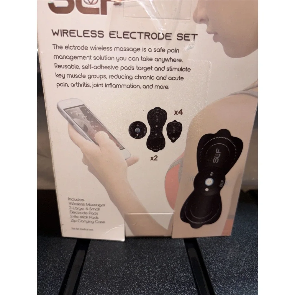 SLF Electrode Wireless Massager 2-Large 4-Small 2 Restick‎ Pads BRAND NEW IN BOX