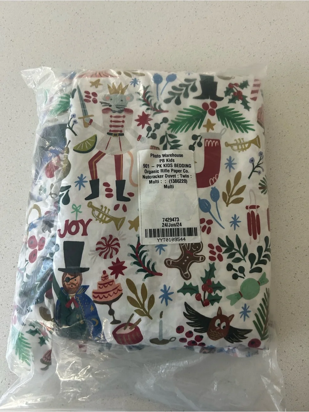 Pottery Barn Rifle Paper Co. Nutcracker Organic Duvet Twin NWOT