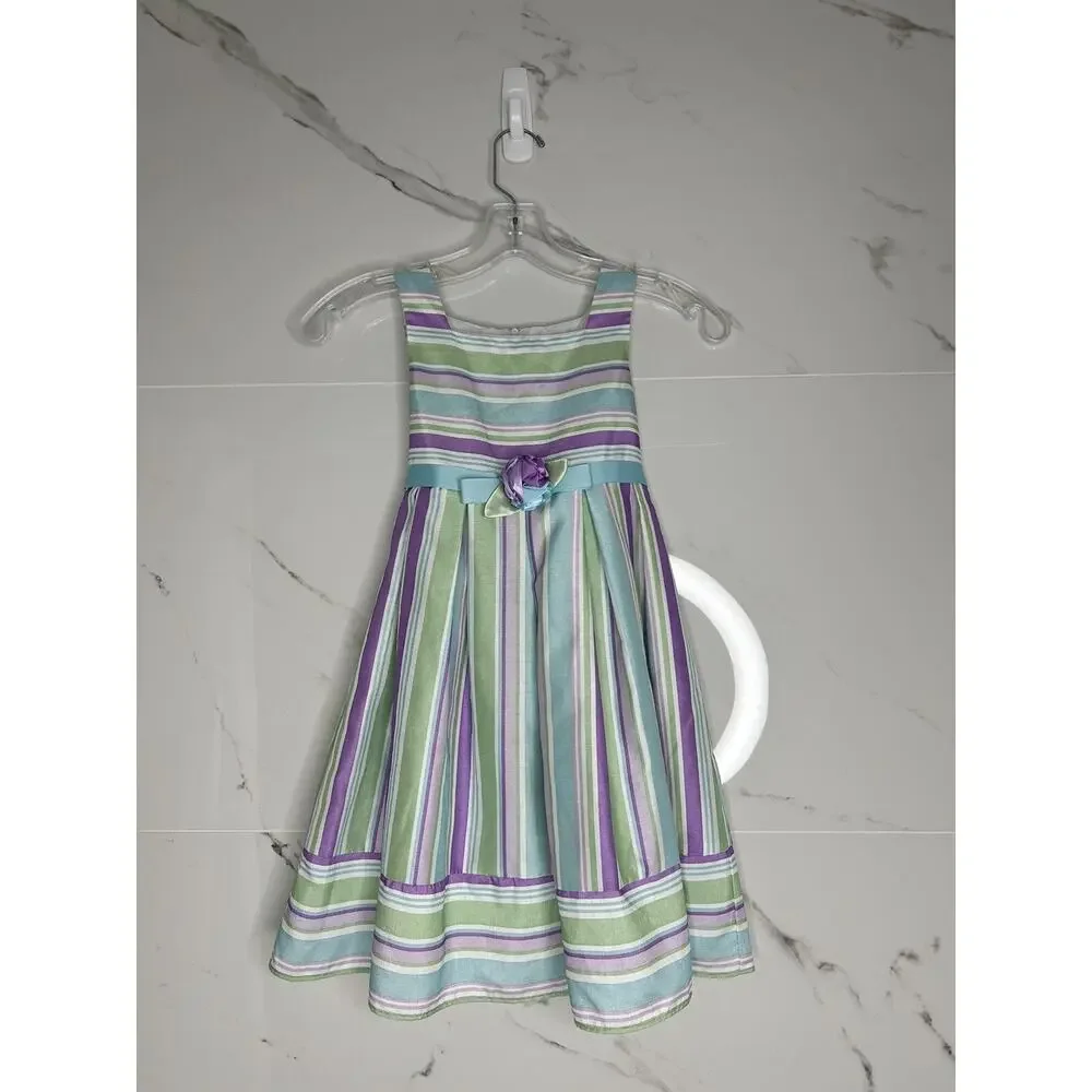 Sweet Heart Rose Girls Sz 5 Spring Summer Flower Girl Dress Easter Pastel EUC