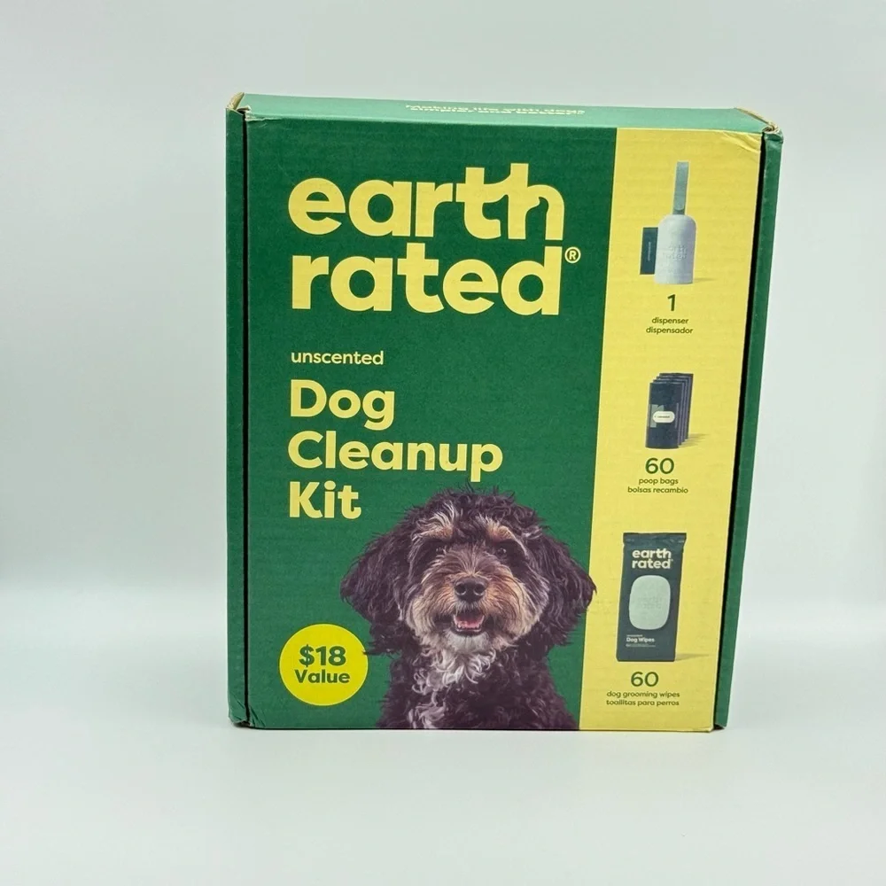 Earth Rated Unscented Dog Cleanup Kit with 60 Bags and 60 Wipes