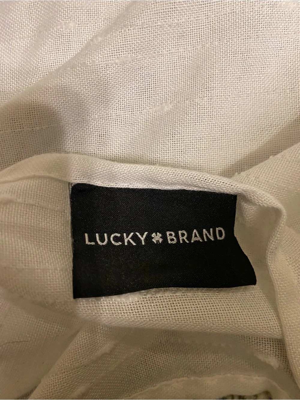Lucky Brand White Patterned Shower Curtain