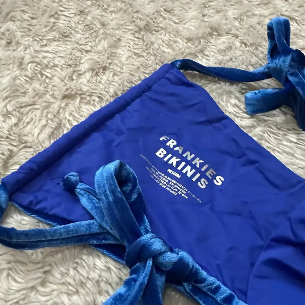 Frankies Bikinis Skimpy Blue Velvet Bikini Bottoms Medium Swimsuit Two Piece