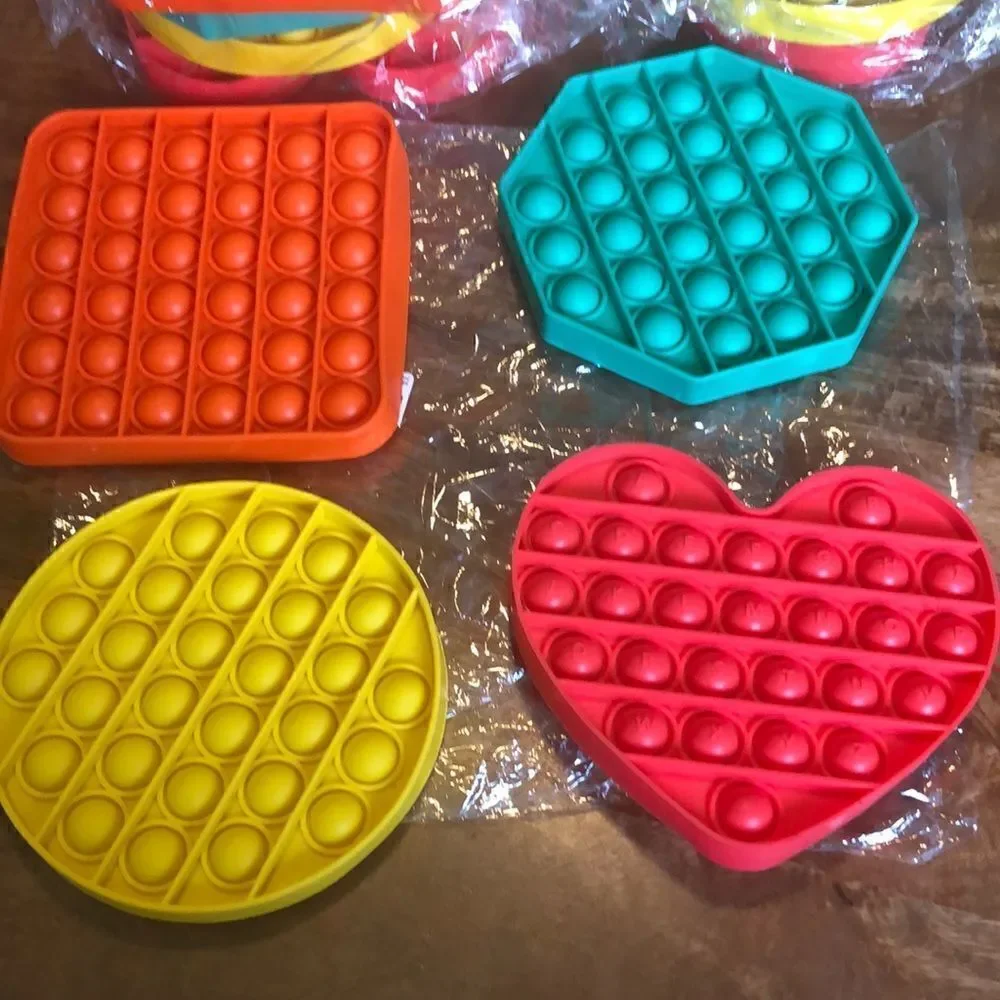Edhuniya Pop Fidget Toy– Circle, Square, Octagon, Heart-3 packs, 12 total