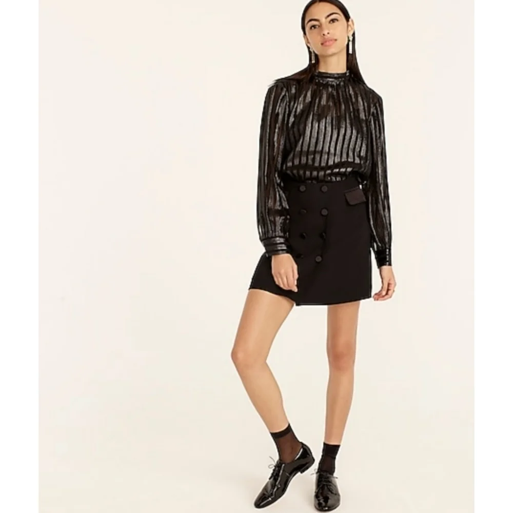 36. J.Crew Mockneck silk chiffon top in stripe