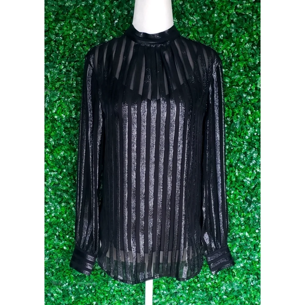 36. J.Crew Mockneck silk chiffon top in stripe