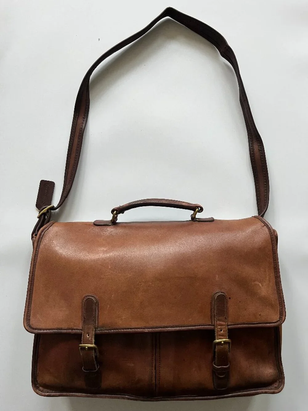 Coach Leather Crossbody Double Buckle Brown Breifcase / Laptop Bag