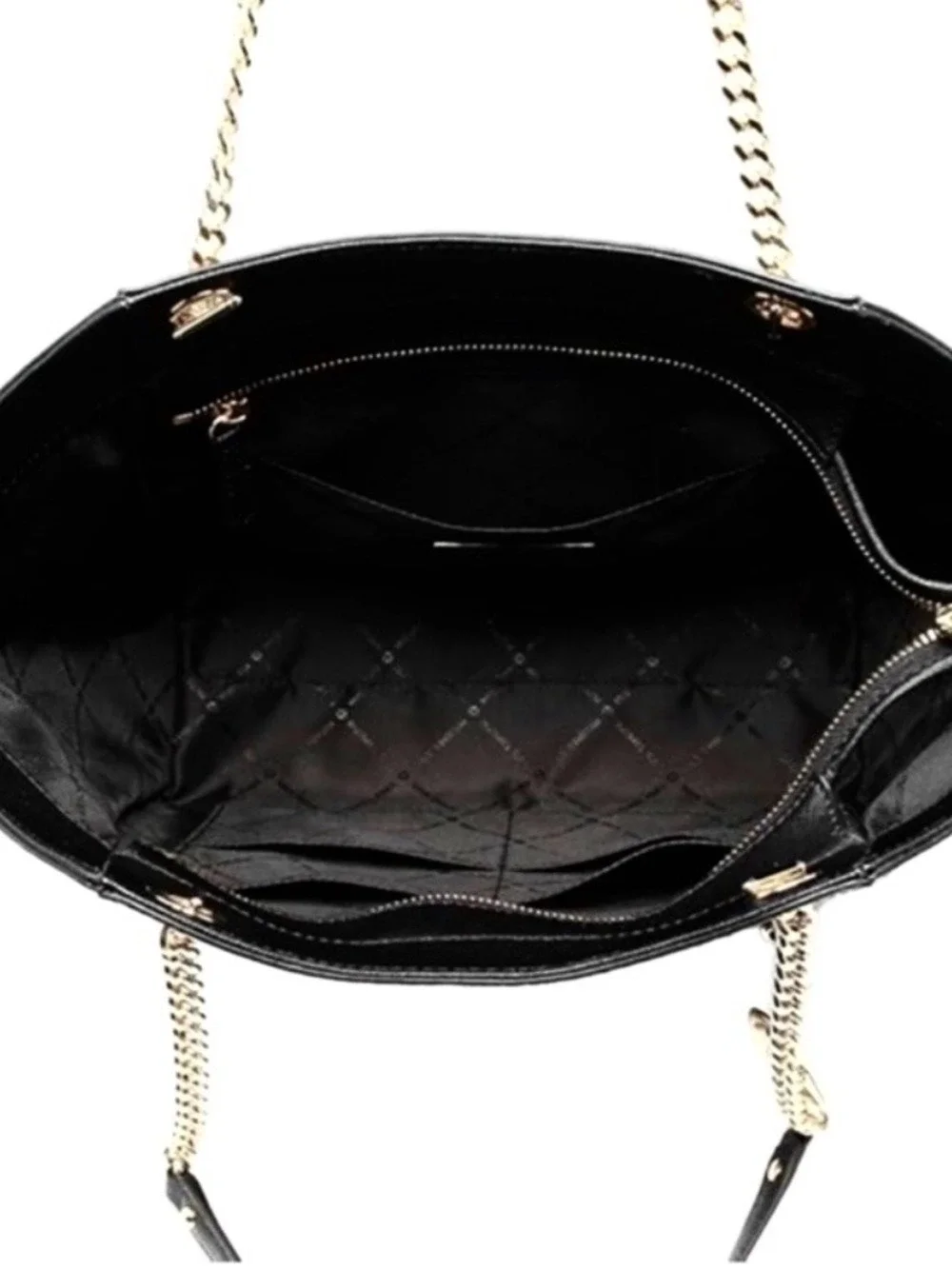 Michael Kors Jet Set East West Tote Bag - Black Saffiano Leather - Gold Hardware