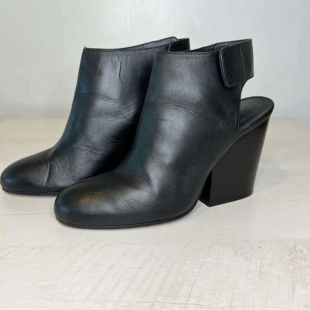 Vince Ingrid Black Leather Slingback Ankle Bootie