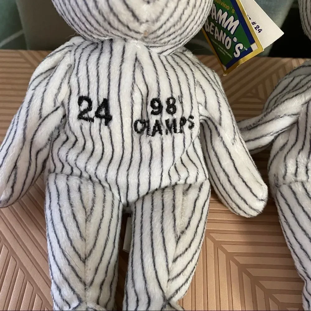 Bamm Beano's Stuffed Bears 24 Martinez & 33 Wells with Tags 1998 Striped White