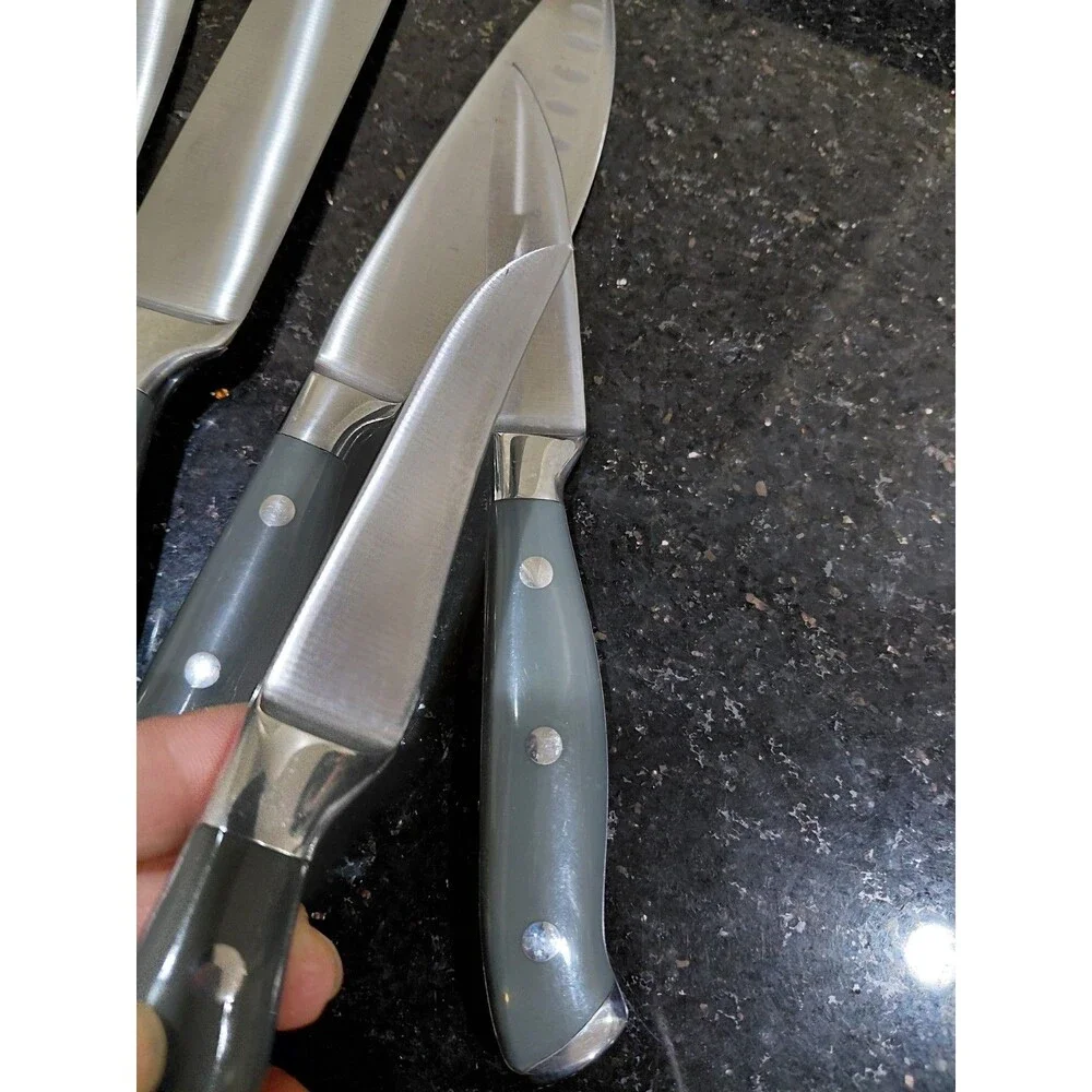 Set Of 6 Sabatier Knives Gray Rivet Handles 21D890
