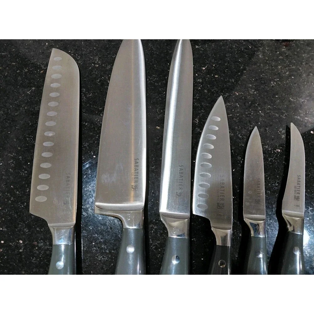 Set Of 6 Sabatier Knives Gray Rivet Handles 21D890