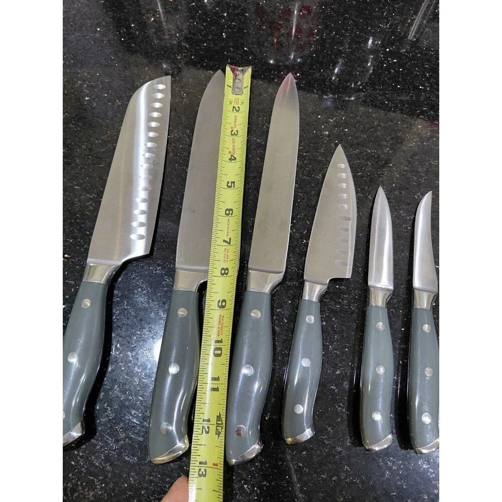 Set Of 6 Sabatier Knives Gray Rivet Handles 21D890